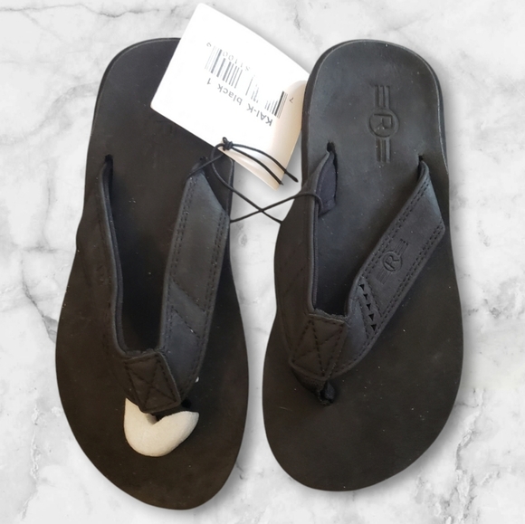 REDVOLUTION New Kids Classic PU Flip Flop Boys Kai Beach Sandals Kai Black SZ 1 - Picture 2 of 6